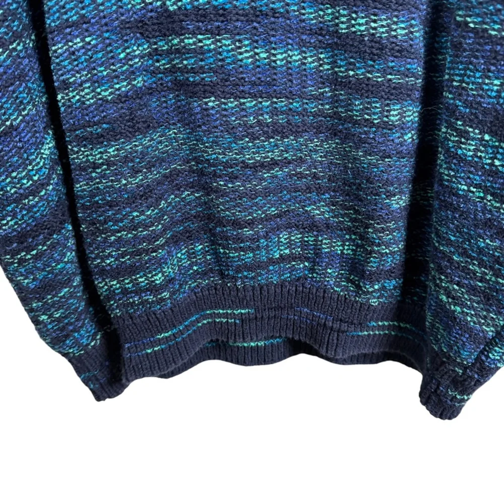 Tony Lambert Designs Blue Teal Marled Knit Sweater Cotton Bld VTG Mens size XL